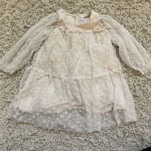 Zara Cream Floral Embroidered Dress